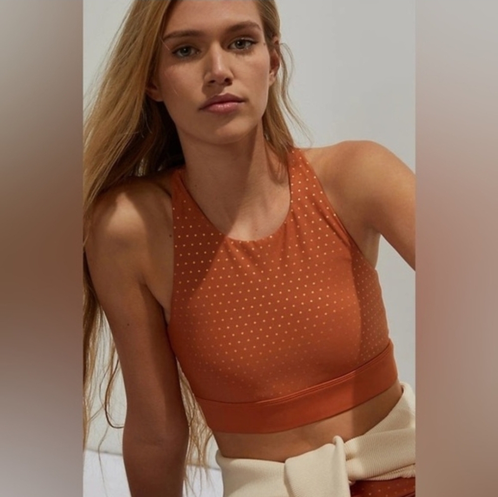 ANTHROPOLOGIE ALLFENIX Orange Twilight‎ Longline Sports Bra - Size Medium